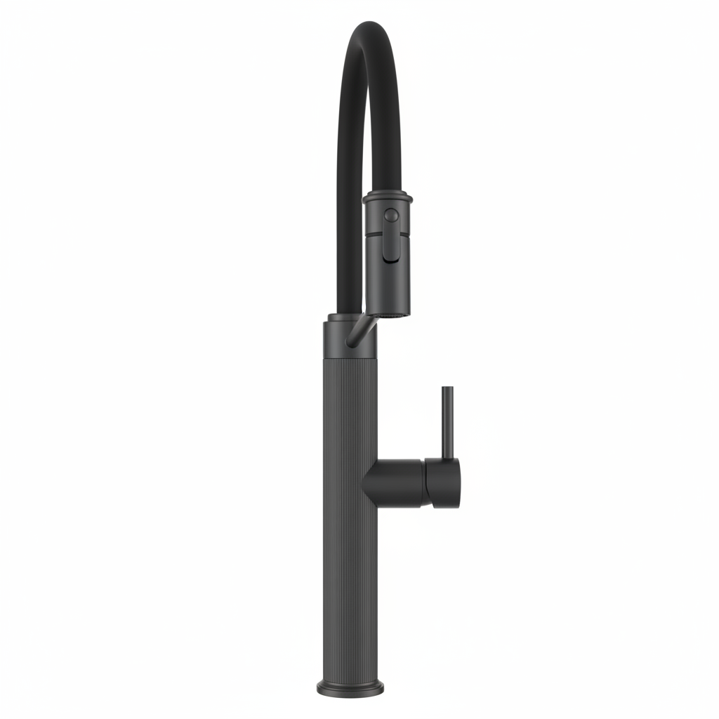 18007 Matte Black Flexible Pro Kitchen Faucet white background