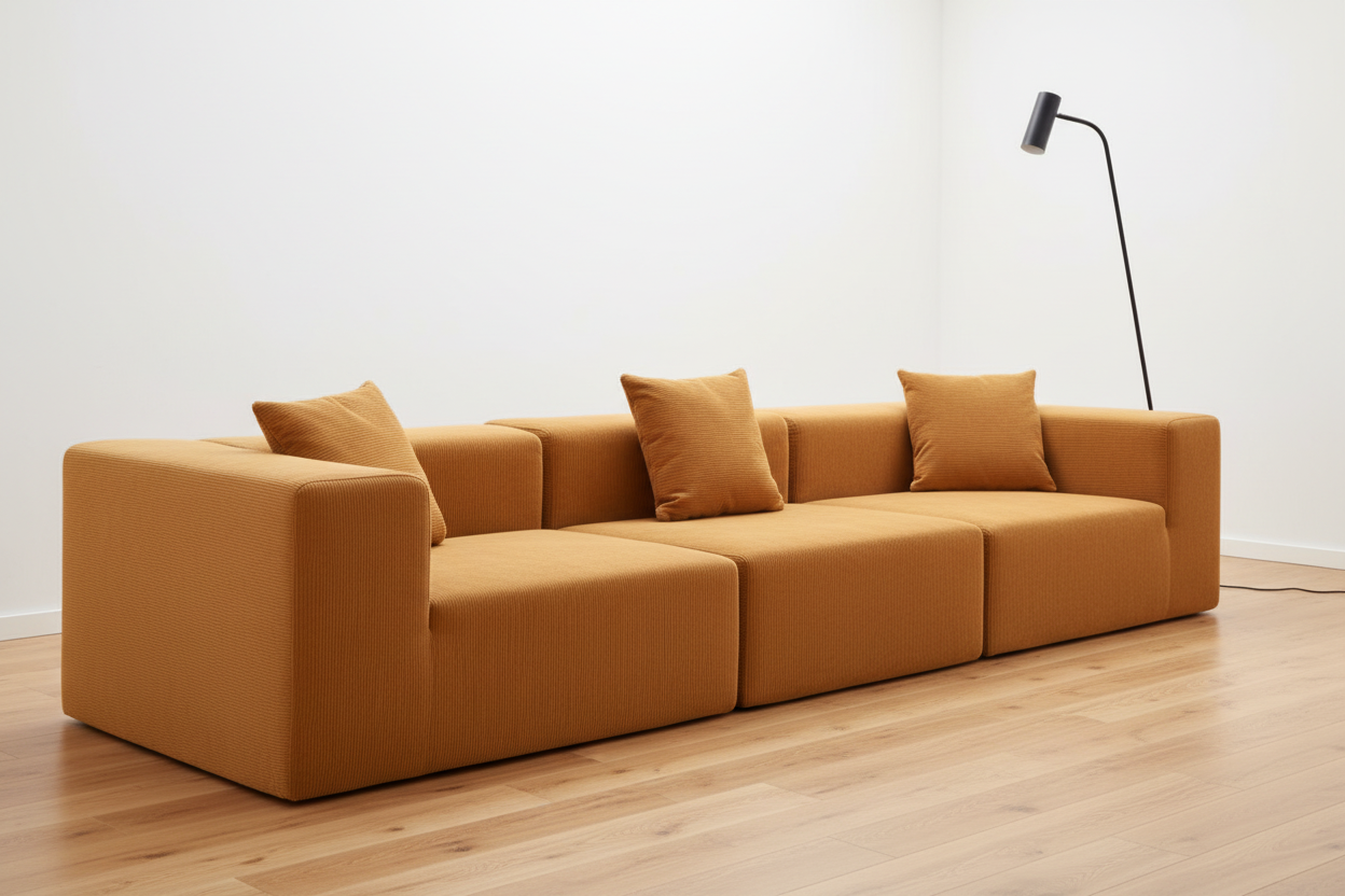 Sofa K15-1 mustard with floor lamp