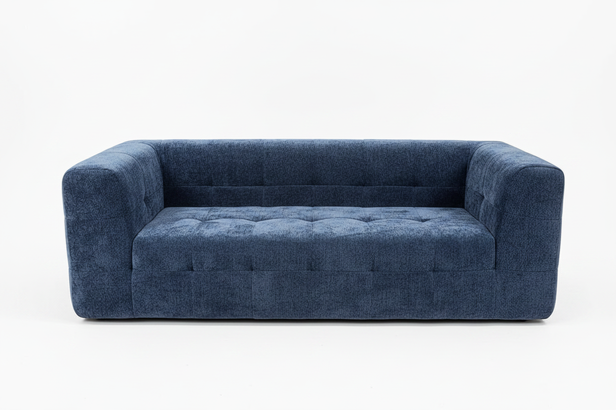 Sofa K30-1 navy blue tufted white background