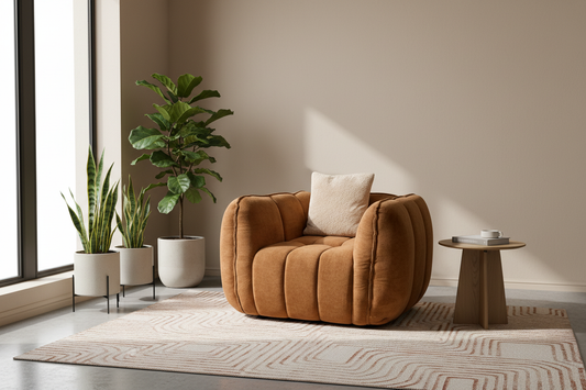 Sofa K42A-1 caramel orange modern living room scene