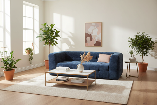 Sofa K30-1 navy blue lifestyle scene