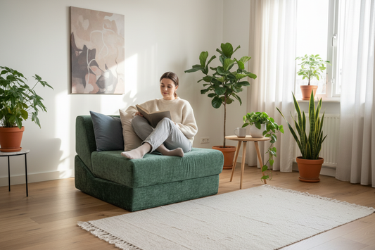 Boneless Sofa K04 with person in modern living room