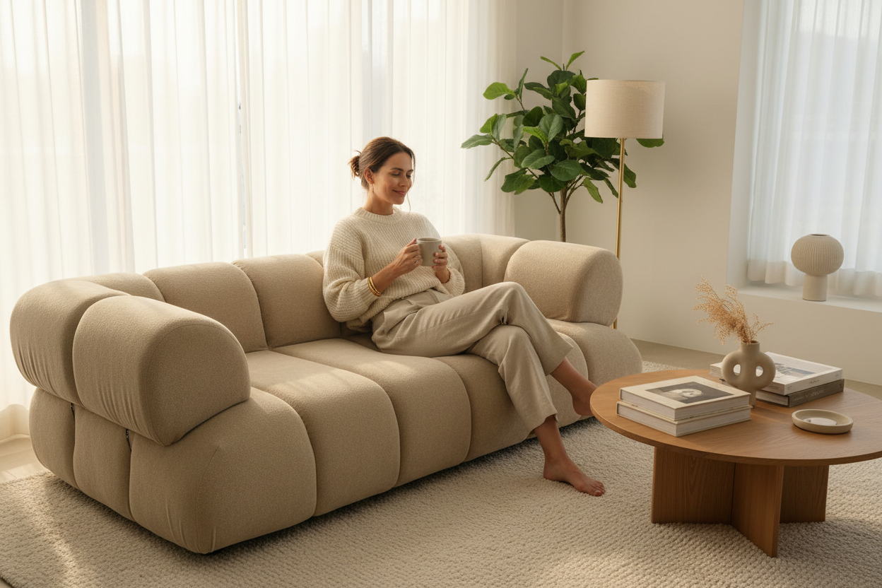 K41 Sofa — lifestyle photo with person