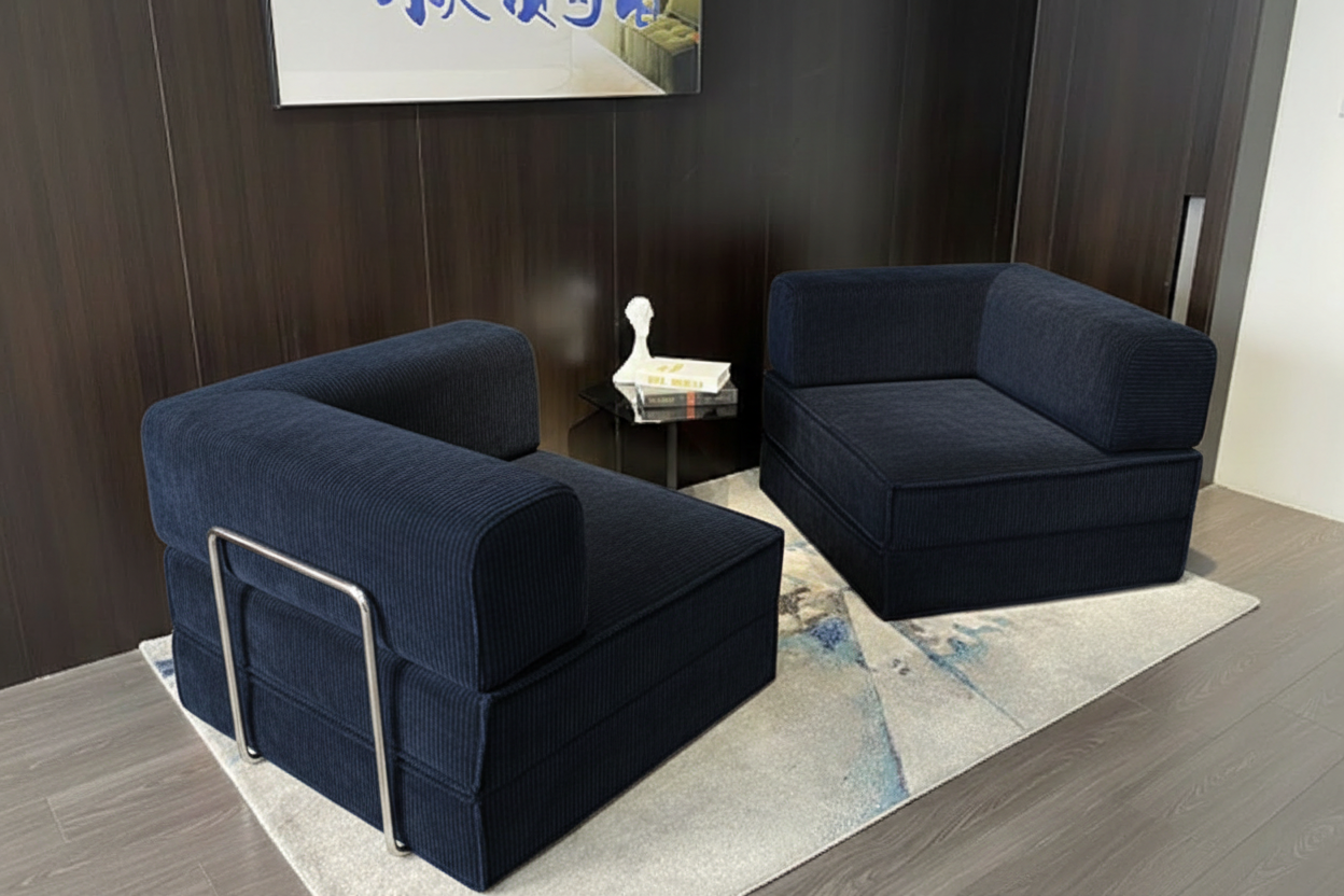 Sofa K17-3 深海军蓝 - 展厅双椅形态