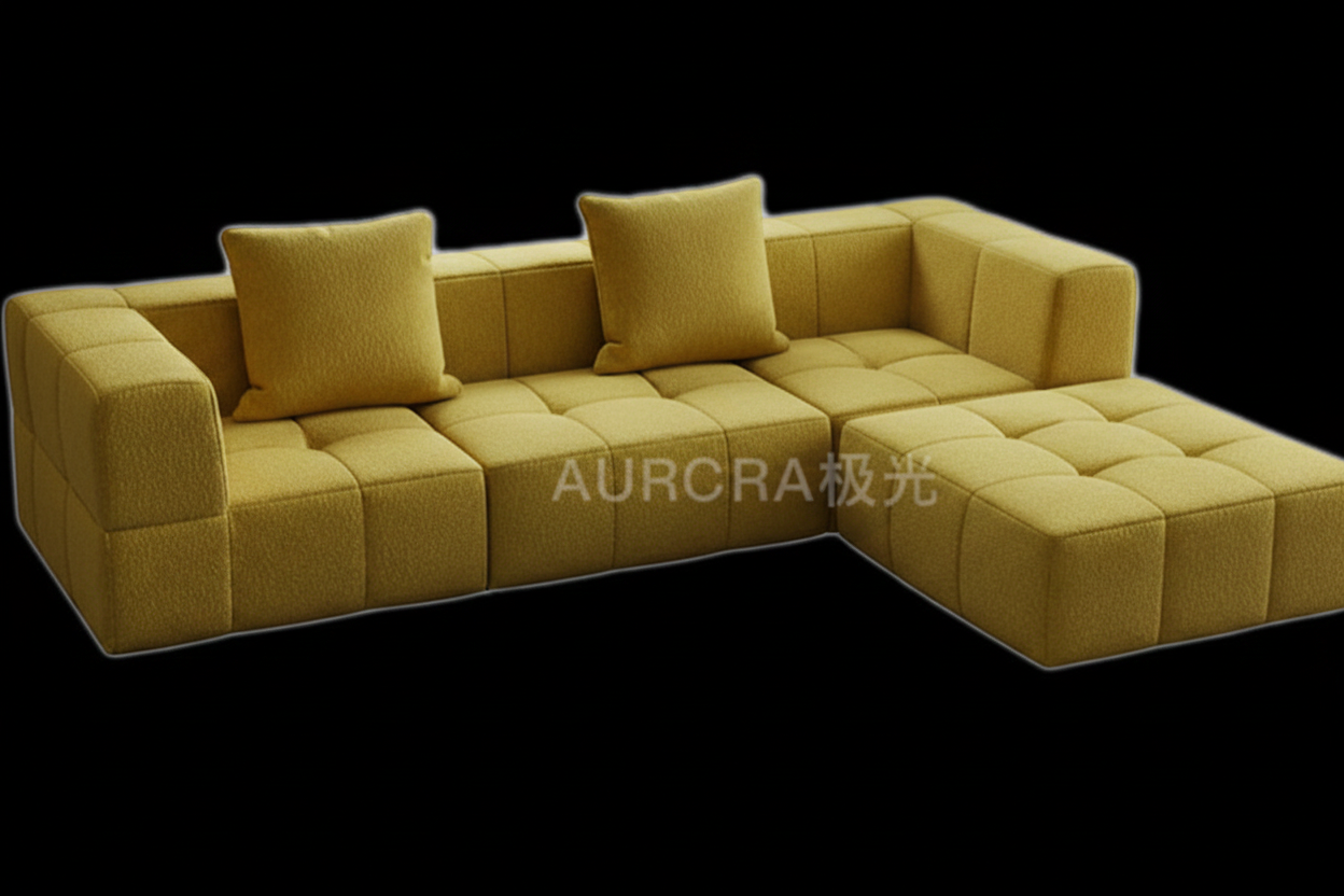 K12-3 Mustard Yellow Modular Sofa L-shape configuration