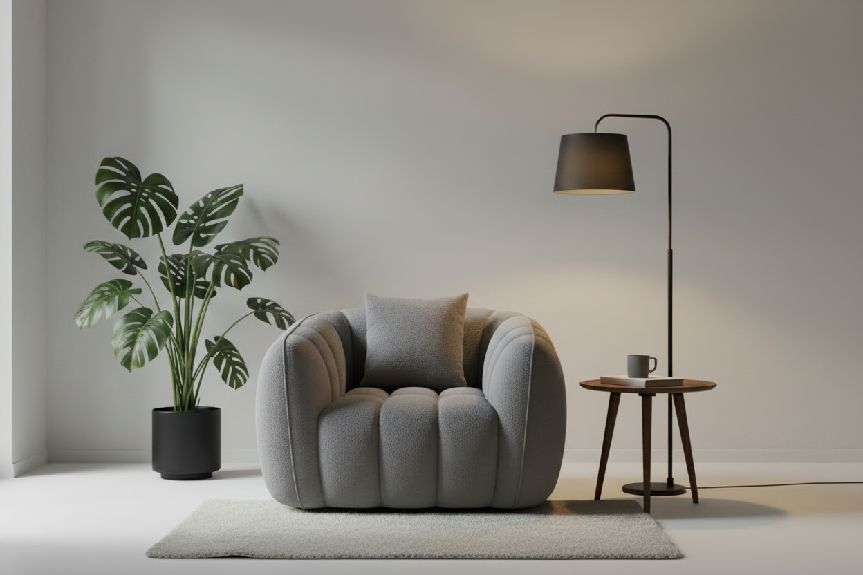 Sofa K42A-2 - grey lambswool sherpa armchair lifestyle scene