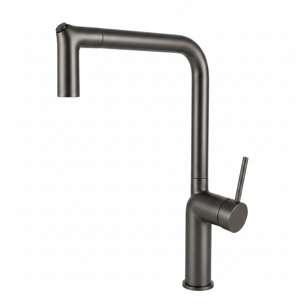 M092B Gunmetal Square Neck Kitchen Faucet white background